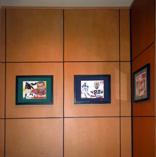 matted and reframed sport prints