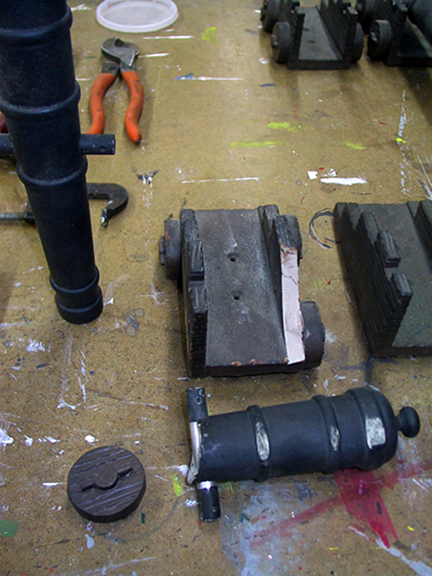 spanish-galleon-reconstruction,-by-john-rivera-resto,-2012,-broken-cannon-and-carraige