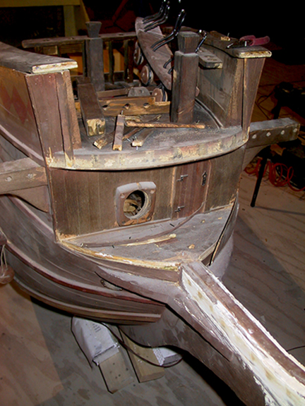 spanish-galleon-reconstruction,-by-john-rivera-resto,-2012,-clearing-the-bow-section-for-reconstruction
