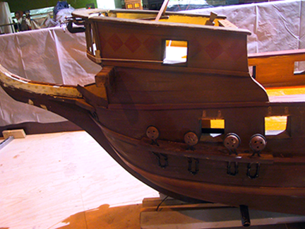 spanish-galleon-reconstruction,-by-john-rivera-resto,-2012,-detail-of-prow-reconstruction