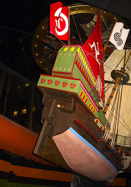 spanish-galleon-reconstruction,-by-john-rivera-resto,-2012,-detail-of-rudder