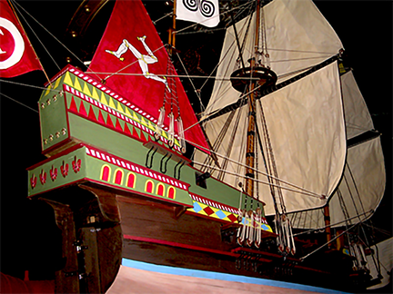 spanish-galleon-reconstruction,-by-john-rivera-resto,-2012,-detail-of-sail-rigging