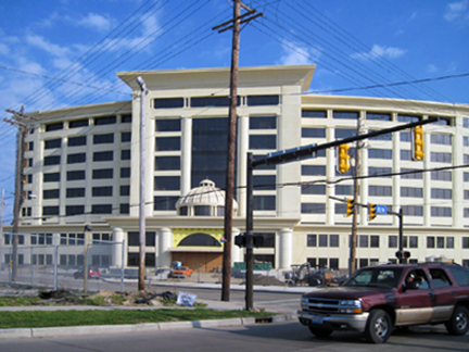 Exterior view of the dome during construction.
