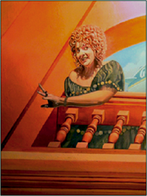 detail of pon-poms and empty flower pot