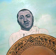 curly's portrait in gray tones