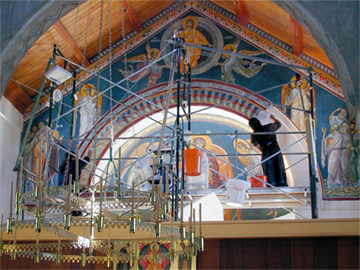 Detail of fresco painting at Saint Gregory of Sinai Monastery in Northern California.