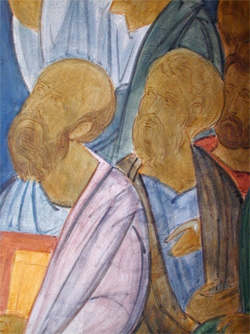 detail of a fresco painting in progress