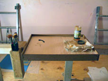 detail of painting palette support