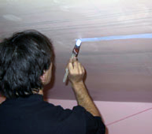 james levin paints the first stroke with cobalt blue