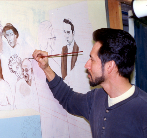 John Rivera-Resto inking the drawings
