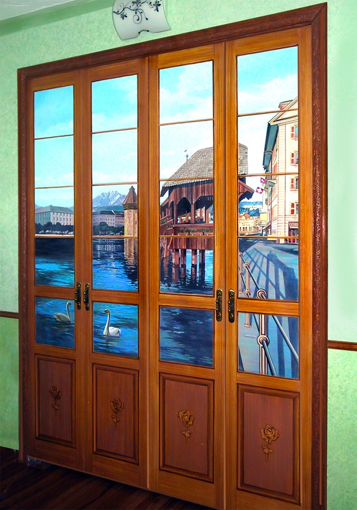 the lewis apartment closet doors lucerne mural by john rivera-resto, 2001