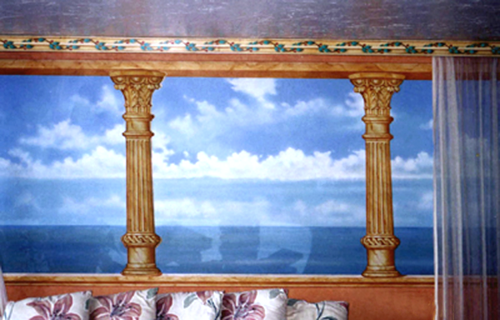 detail of the finished mediterranean mural