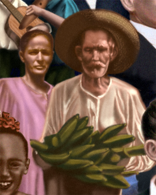 mural detail of Ramon Frade's painting -Our Daily Bread