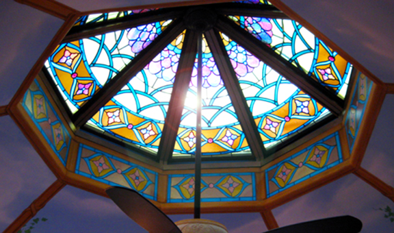 sunlight coming through stained glass