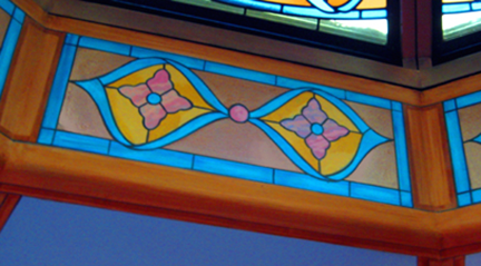 detail of faux stained glass