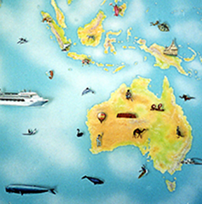 panorama travel mural map detail