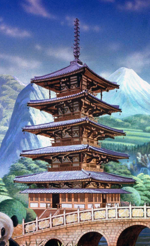 panorama travel mural tower detail