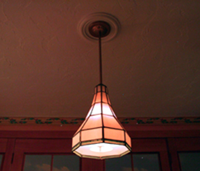 stained glass ceiling lamp detail