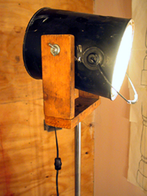 closeup of paint-can spotlights