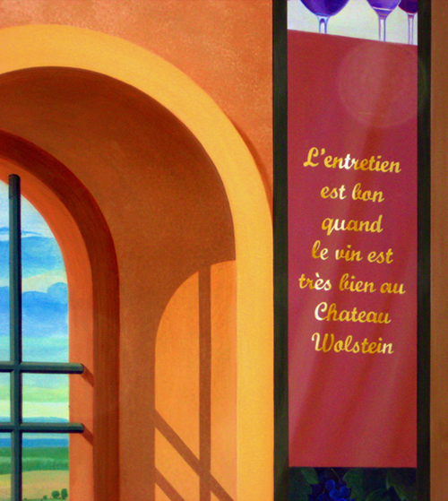 detail of finished gold-letter inscription