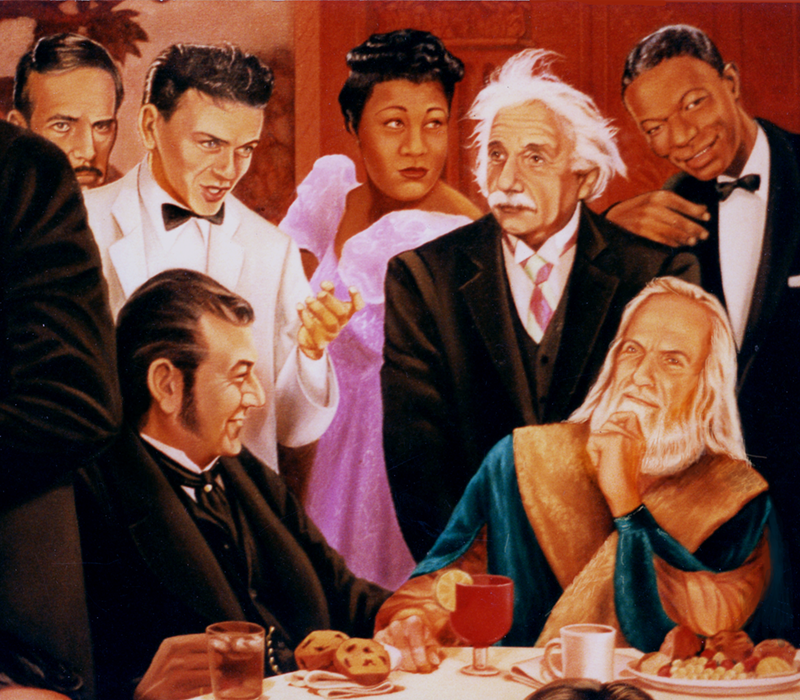 the thinkers mural enrico caruso and other celebrities, detail